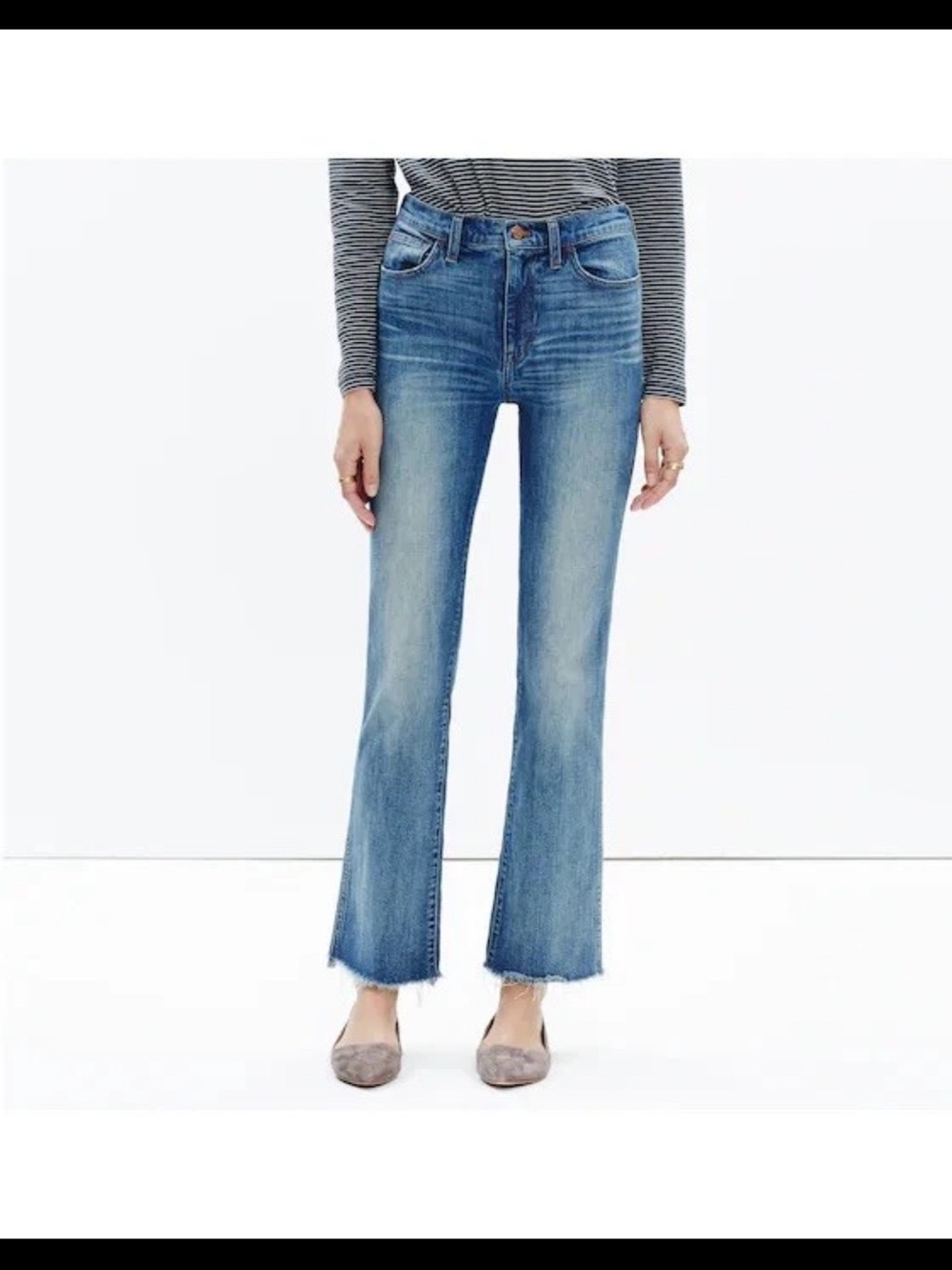 Madewell Cali Demi Boot Light Blue High-Rise Cropped Flare Jeans